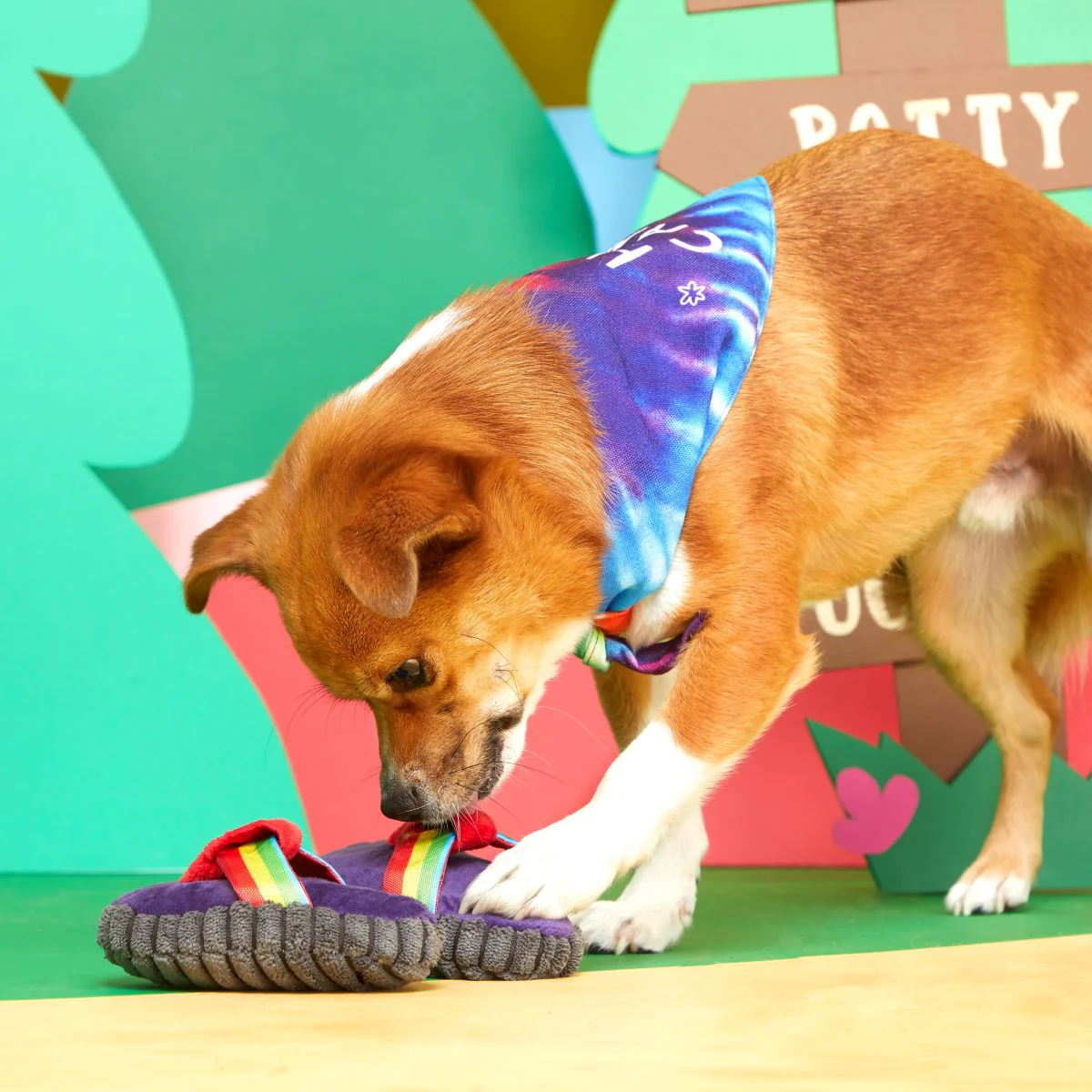 Bandana-Rama Yip Flops Plush Enrichment Dog Toy & Dog Bandana - Image 2