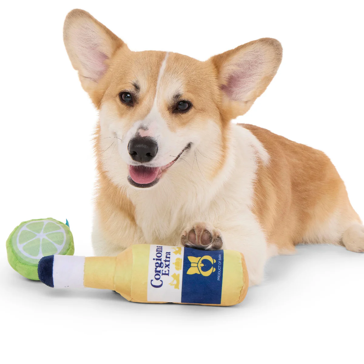 Corgiona With Lime Plush Multi-Part Dog Toy - Image 3