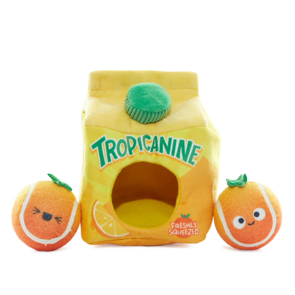 Fresh Squeaked OJ Plush Fetch + Enrichment + Multi-Part Dog Toy - Image 2